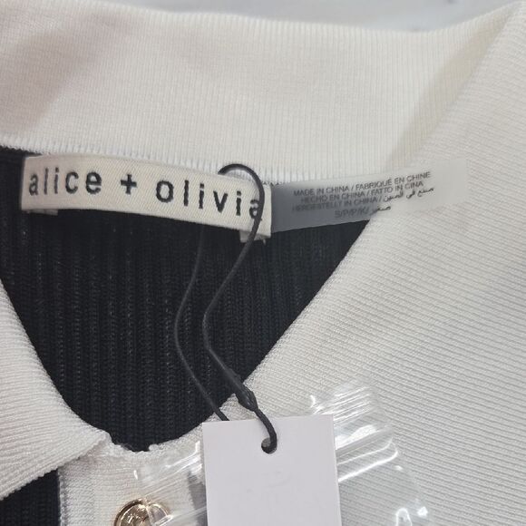 Alice + Olivia Womens Polo in Black and Cream - Picture 11 of 11